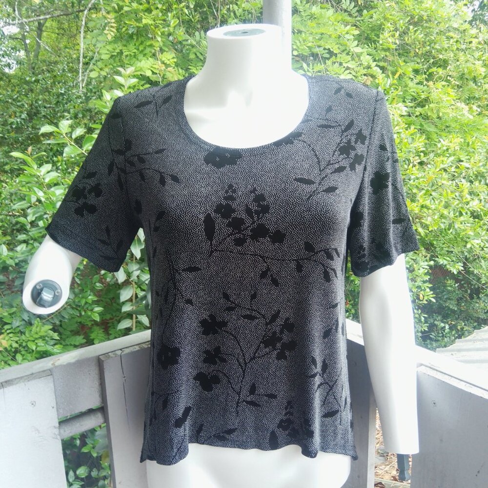 Vintage 90s Slinky Asymmetrical Floral Top